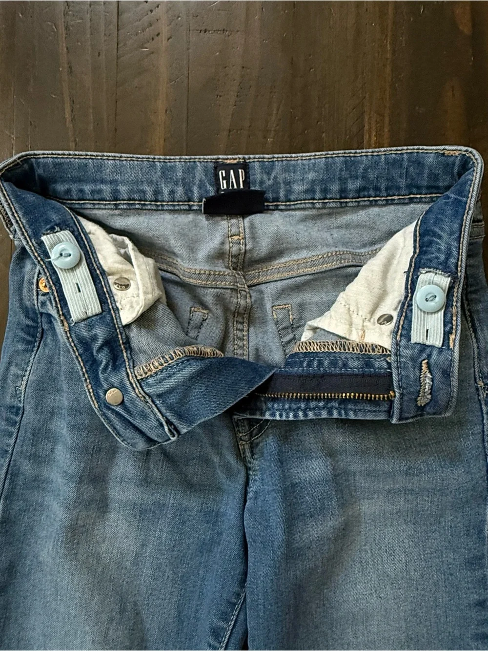 Gap Denim Kids High Rise '70s Flare Girls Blue Jeans Size 10 Adjustable Waist